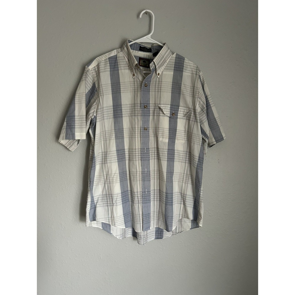 Roundtree & Yorke Mens L Short Sleeve‎ Shirt Business Office Work Button